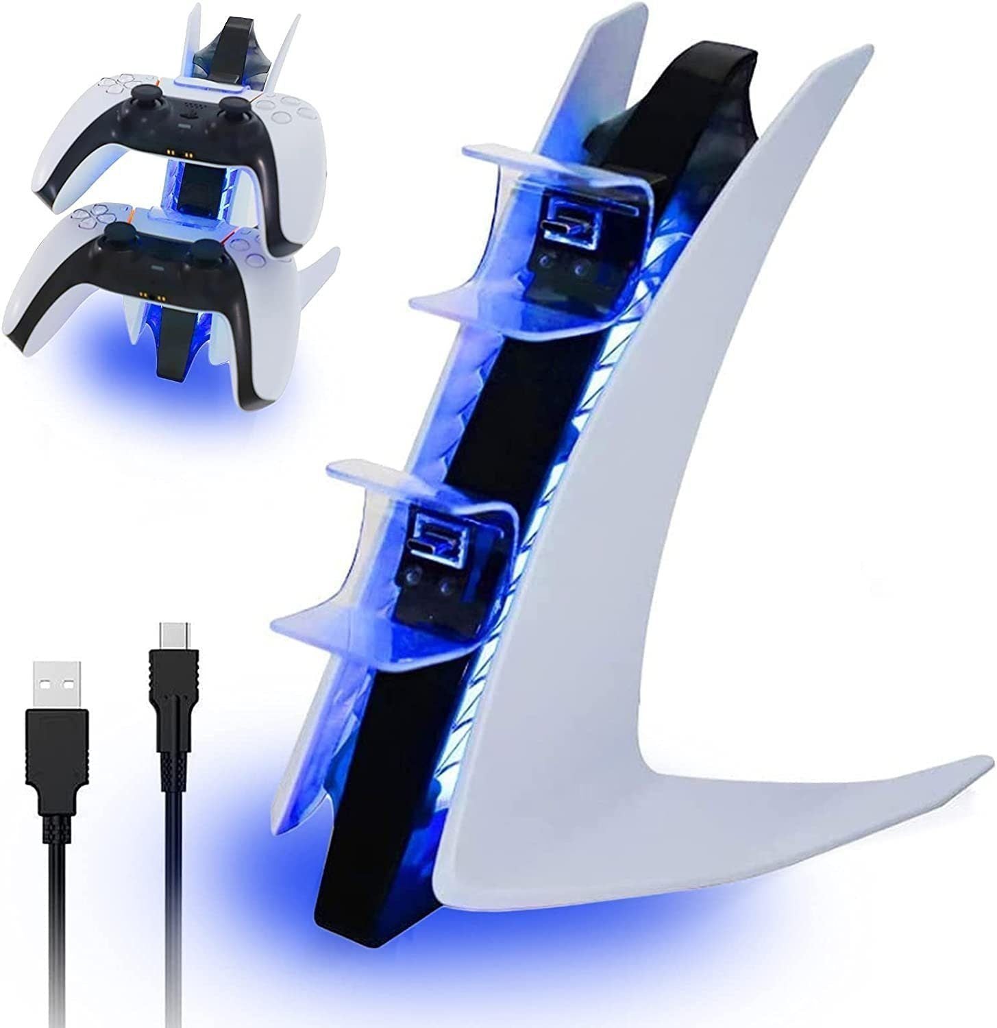 PS5 Controller Schnelllade-Ladegerät，2 Std Schnelllade Schutzchip Ladestation mit LED Anzeige Controller-Schnelllade für PlayStation 5